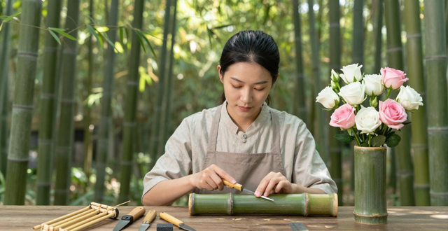 竹子能做实用又美丽物件，这期分享竹子插花容器制作方法(图1)