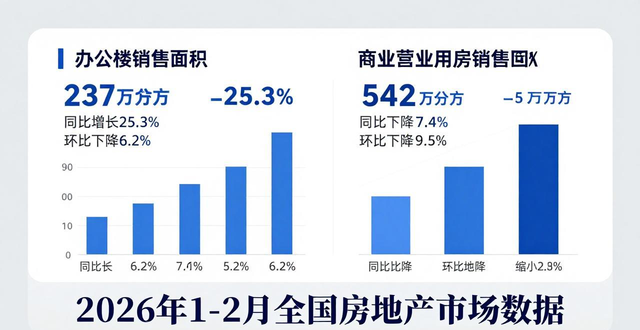2026 年 1-2 月全国房地产市场数据：库存创新高，房价难止跌(图1)