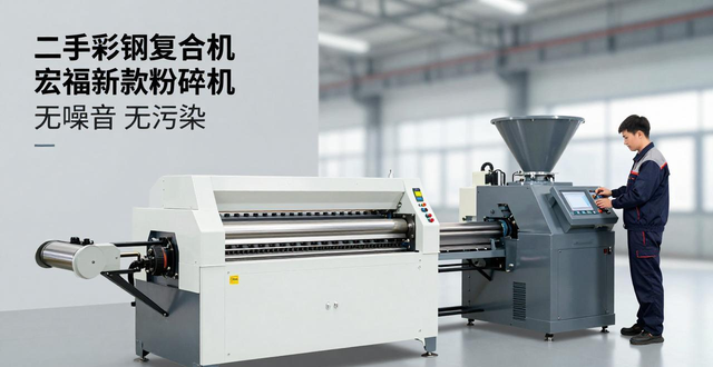 二手彩钢复合机 宏富新款粉碎机无噪音无污染(图1)