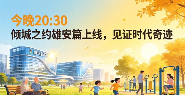 今晚20:30倾城之约雄安篇上线，见证时代奇迹(图1)