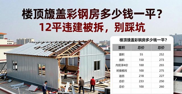 楼顶加盖彩钢房多少钱一平？12平违建被拆，别踩坑(图1)
