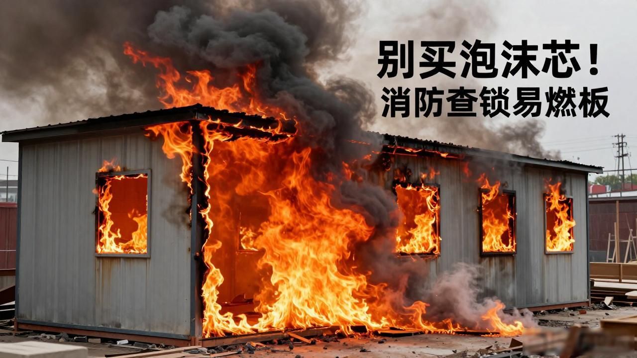58同城网工地二手彩钢房 别买泡沫芯！消防查封易燃板(图1)
