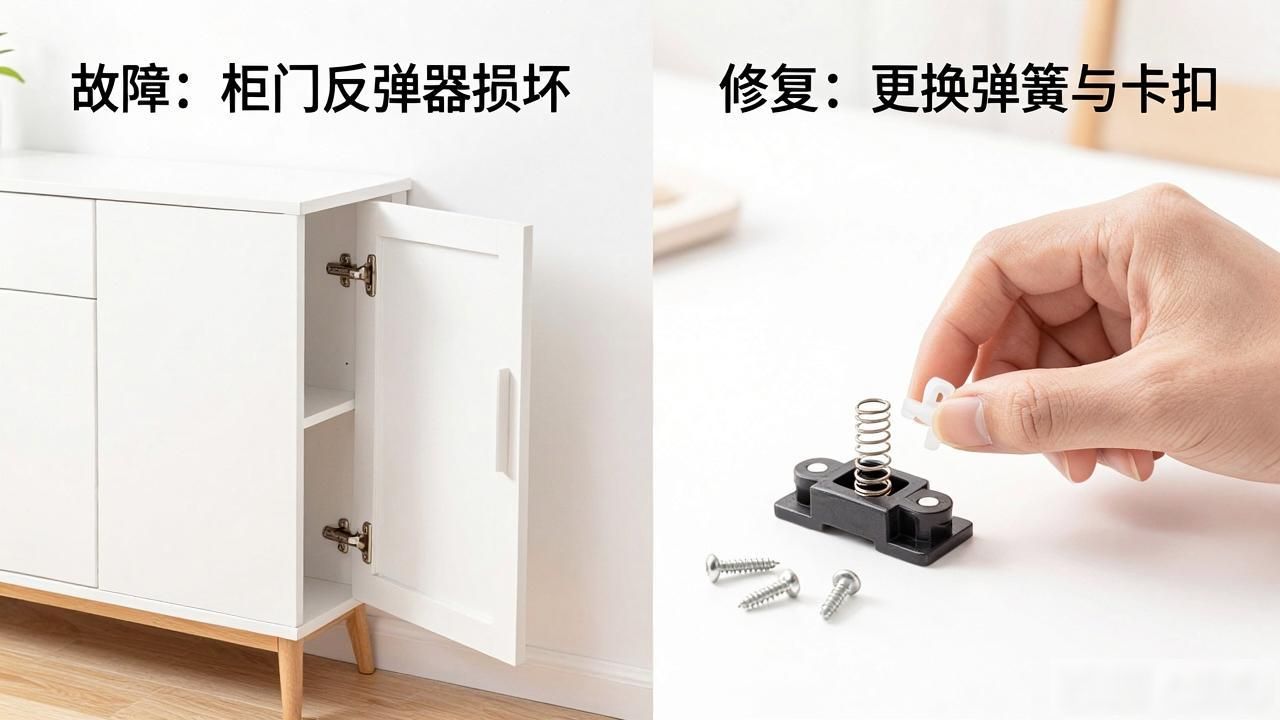 柜门反弹器坏了、撞墙?几块钱小配件就能解决(图1)