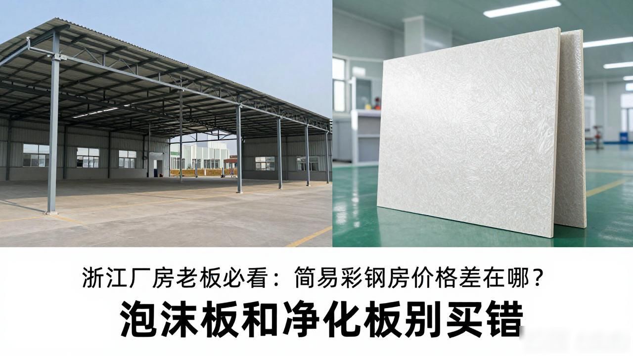 浙江厂房老板必看：简易彩钢房价格差在哪？泡沫板和净化板别买错(图1)