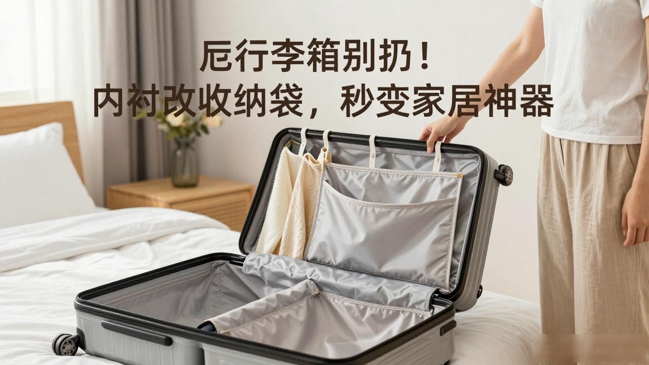 旧行李箱别扔！内衬改收纳袋，秒变家居神器(图1)