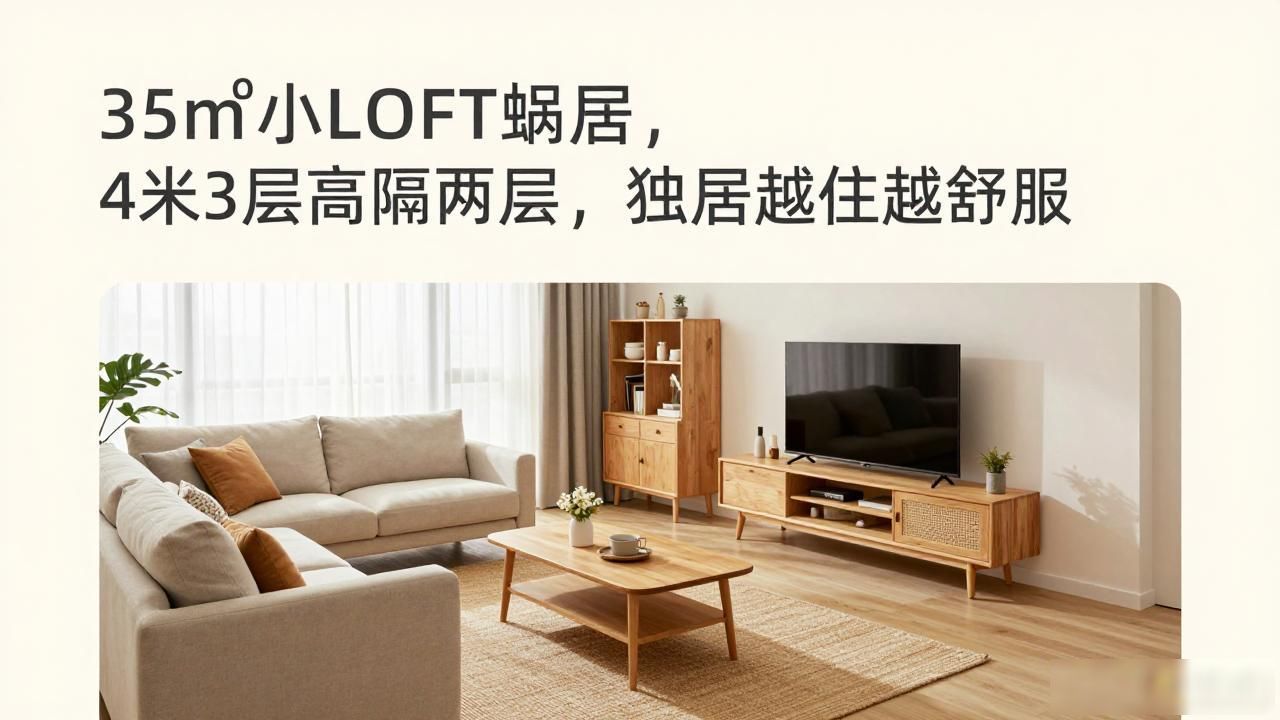 35㎡小LOFT蜗居，4米3层高隔两层，独居越住越舒服(图1)