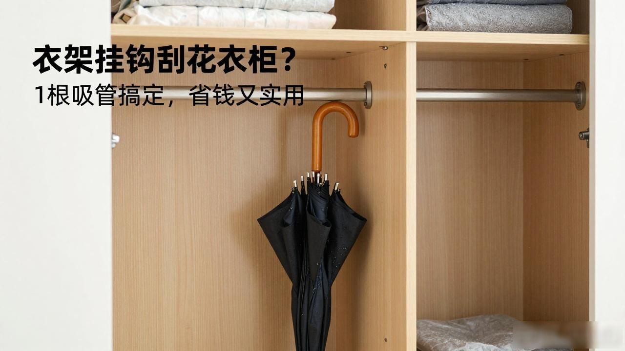 衣架挂钩刮花衣柜?1根吸管搞定,省钱又实用(图1)