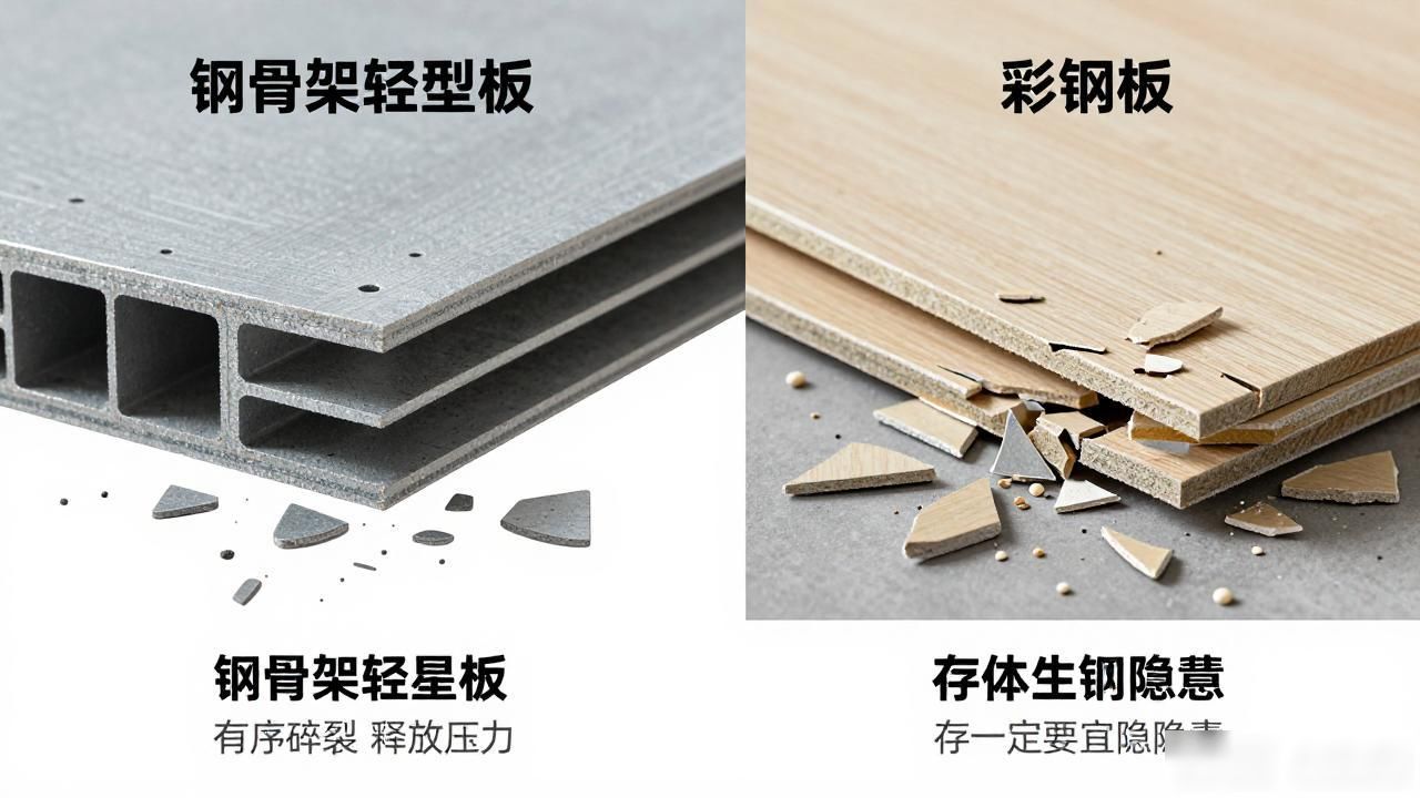 二手彩钢夹芯板设备值不值？对比钢骨架轻型板，选材省钱攻略(图1)