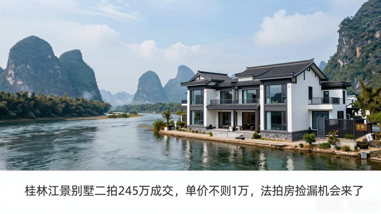 桂林江景别墅二拍245万成交,单价不到1万,法拍房捡漏机会来了(图1)