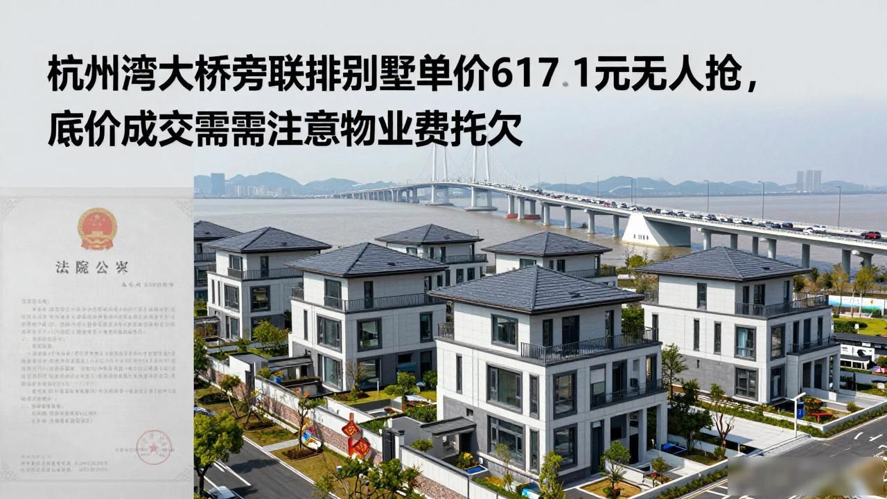 杭州湾大桥旁联排别墅单价6171元无人抢,底价成交需注意物业费拖欠(图1)