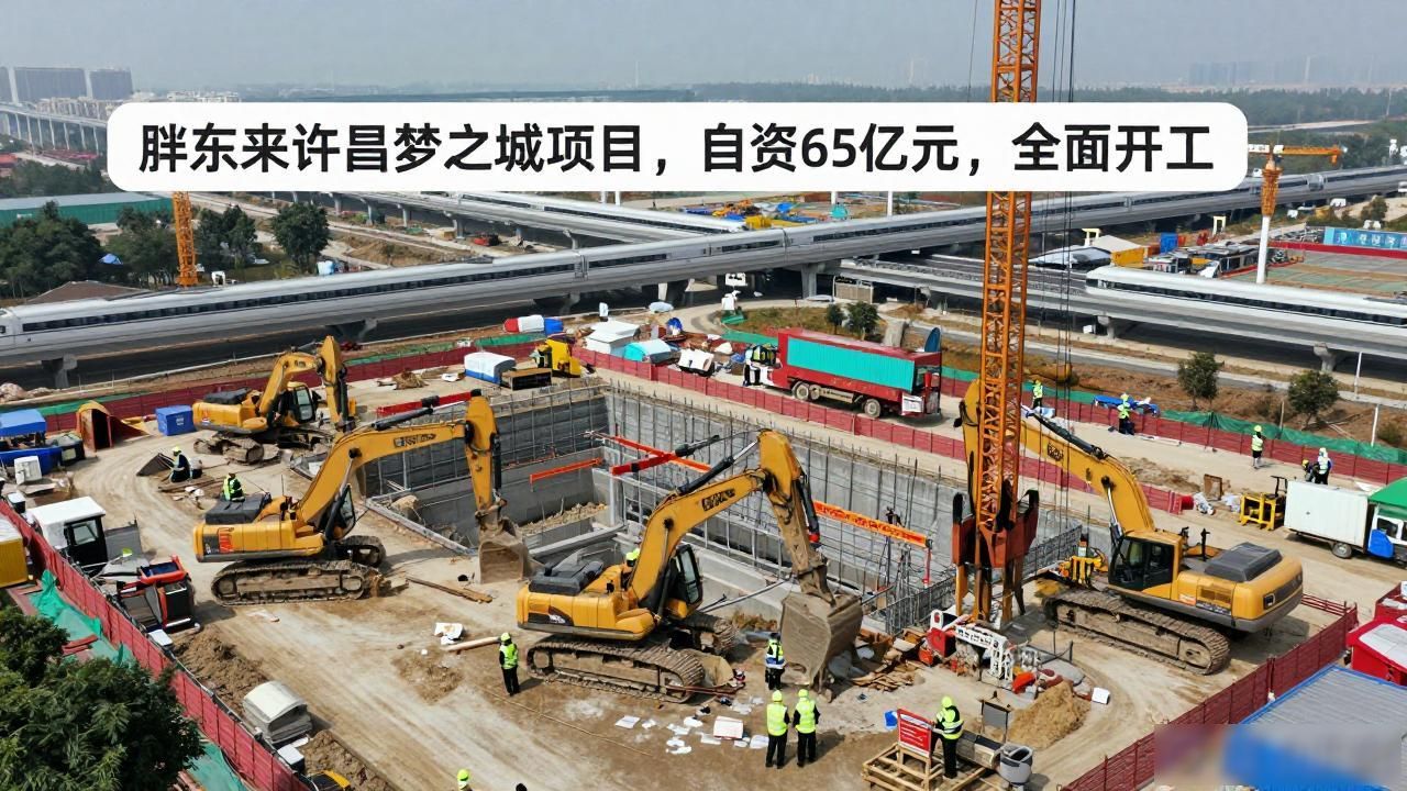 胖东来许昌梦之城65亿自资开建，高铁高速旁，地下施工已启动(图1)