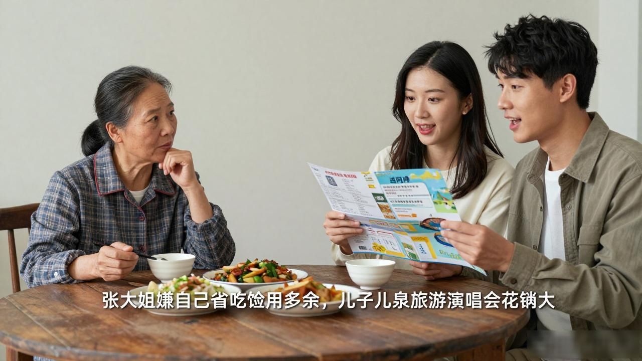 张大姐嫌自己省吃俭用多余，儿子儿媳旅游演唱会花销大(图1)