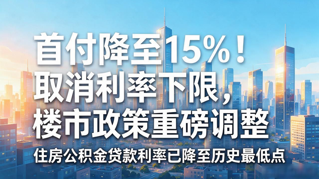 首付降至15%！取消利率下限，楼市政策重磅调整(图1)