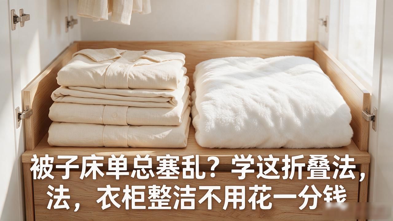 被子床单总塞乱？学这折叠法，衣柜整洁不用花一分钱(图1)
