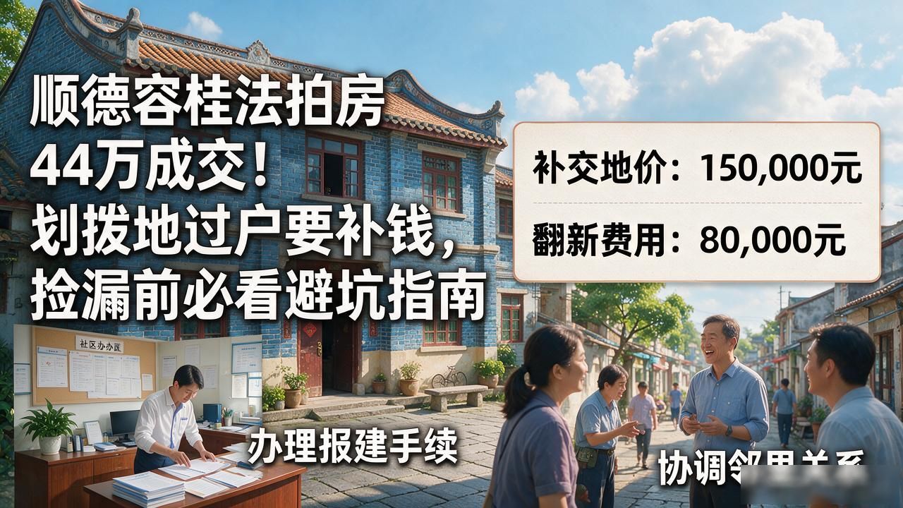 顺德容桂法拍房44万成交！划拨地过户要补钱，捡漏前必看避坑指南(图1)