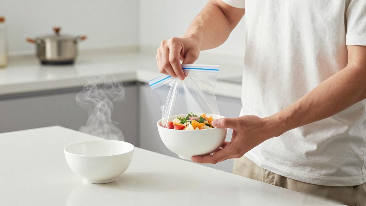 打工人上班带饭，这邪修招数真香：保鲜袋装饭免洗碗还省钱(图1)