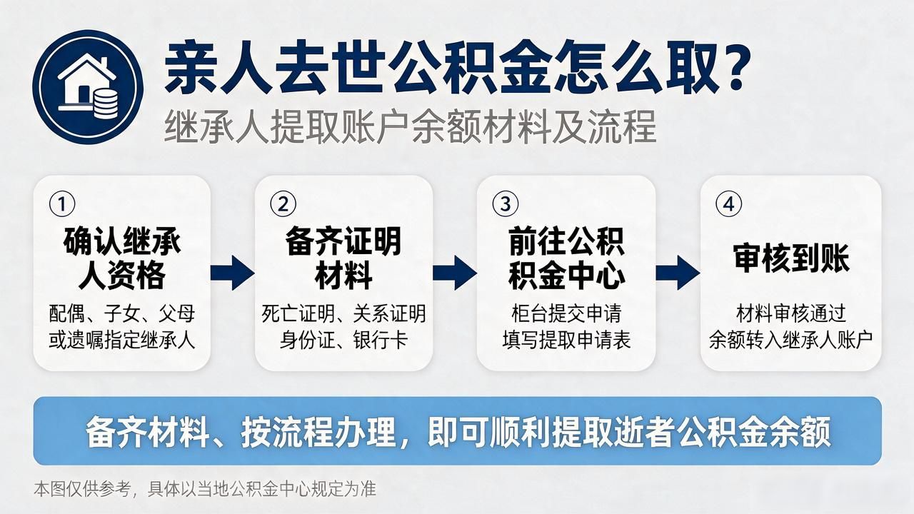 亲人去世公积金怎么取？继承人提取账户余额材料及流程(图1)