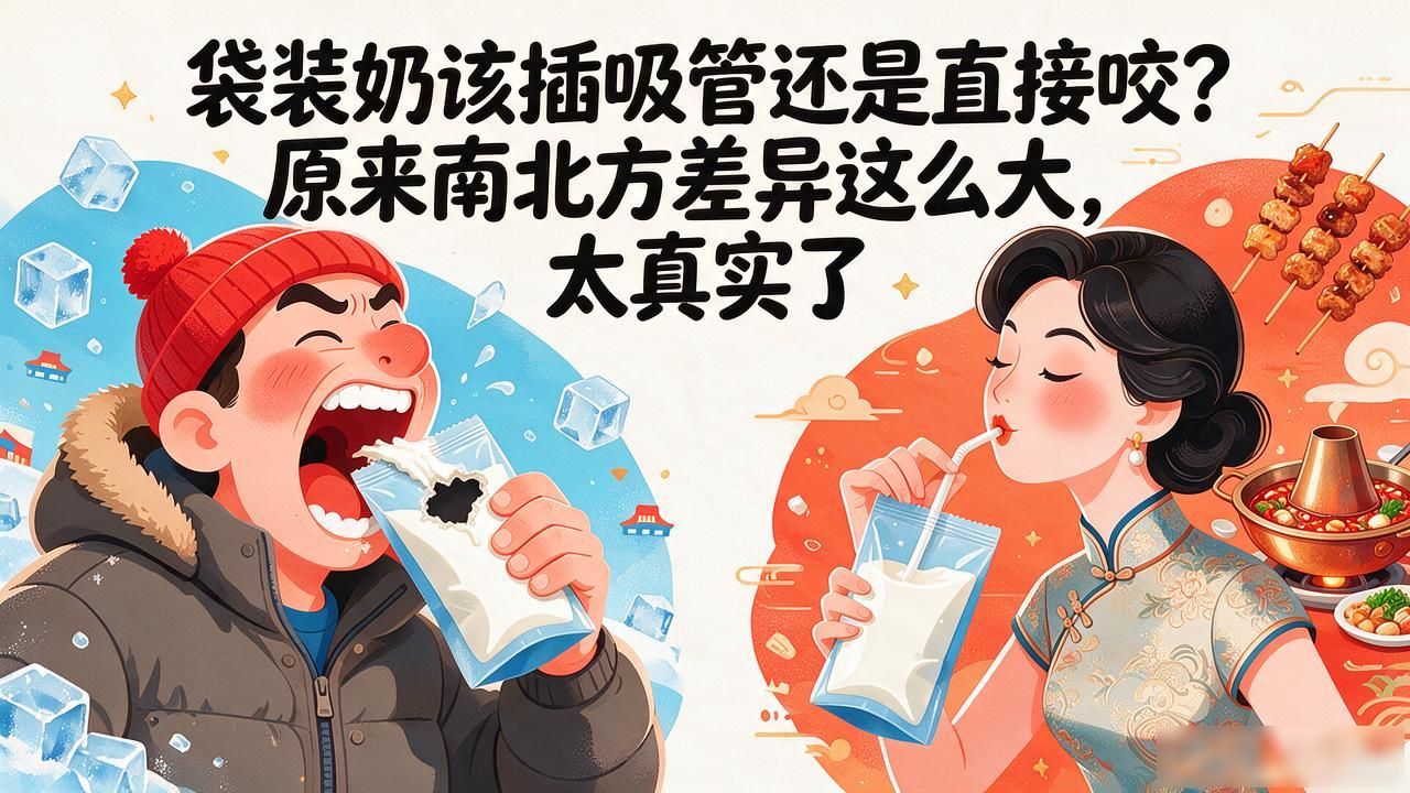 袋装奶该插吸管还是直接咬？原来南北方差异这么大，太真实了(图1)